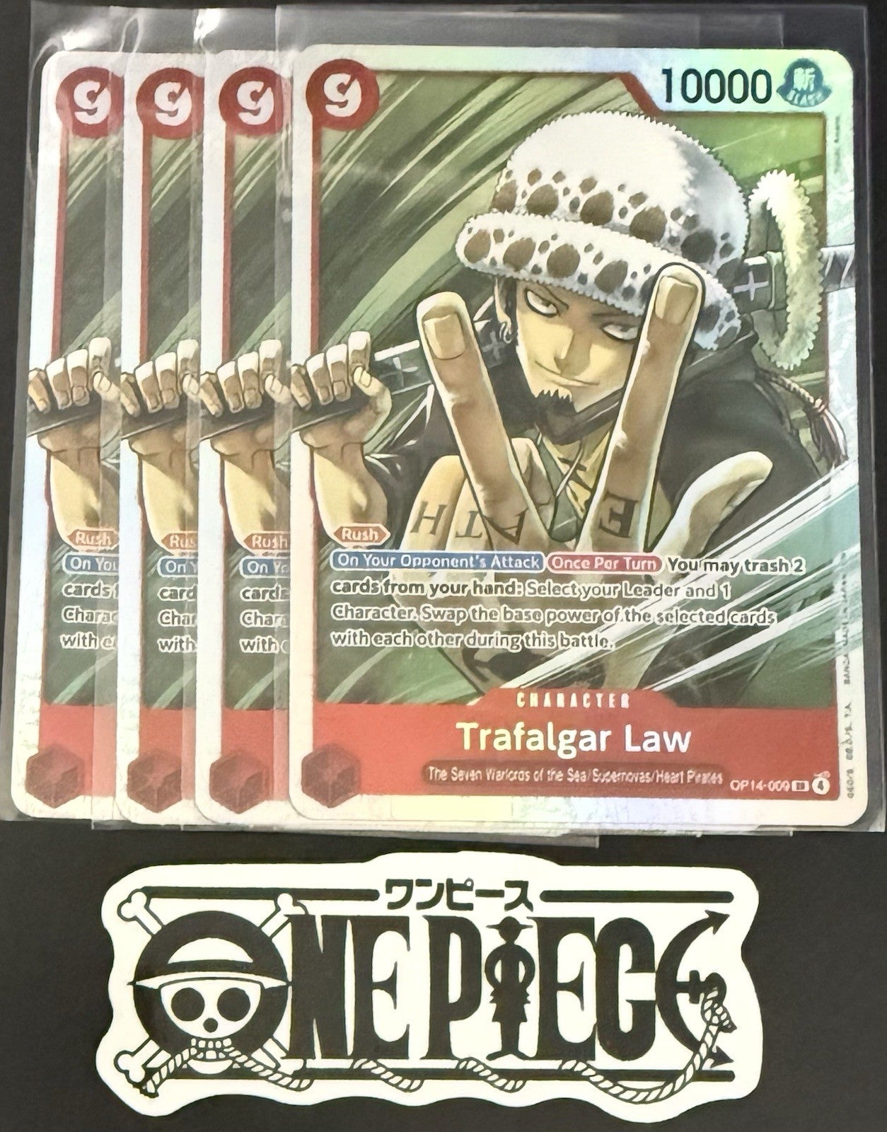 4x One Piece OP14-009 SR - Trafalgar Law - EN - Foil - Play Set - NM/M