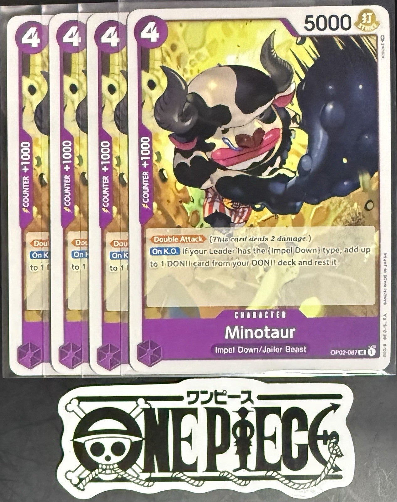 4x One Piece OP02-087 UC Minotaur - ENG - Regular - Playset - TCG - NM/M