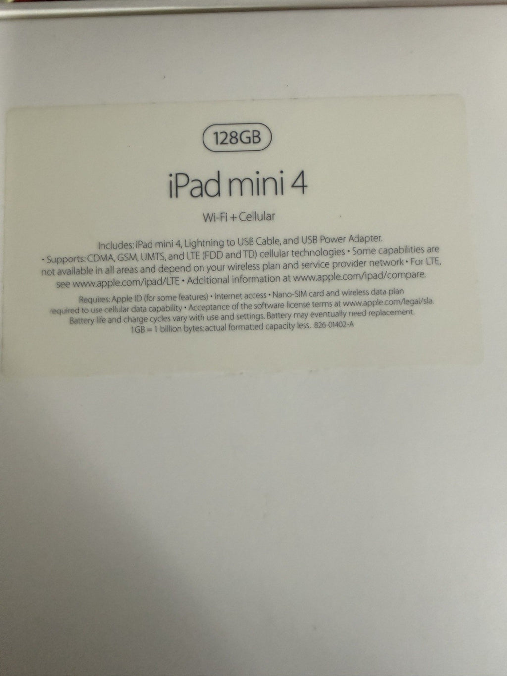 iPad Mini 4 Box Only