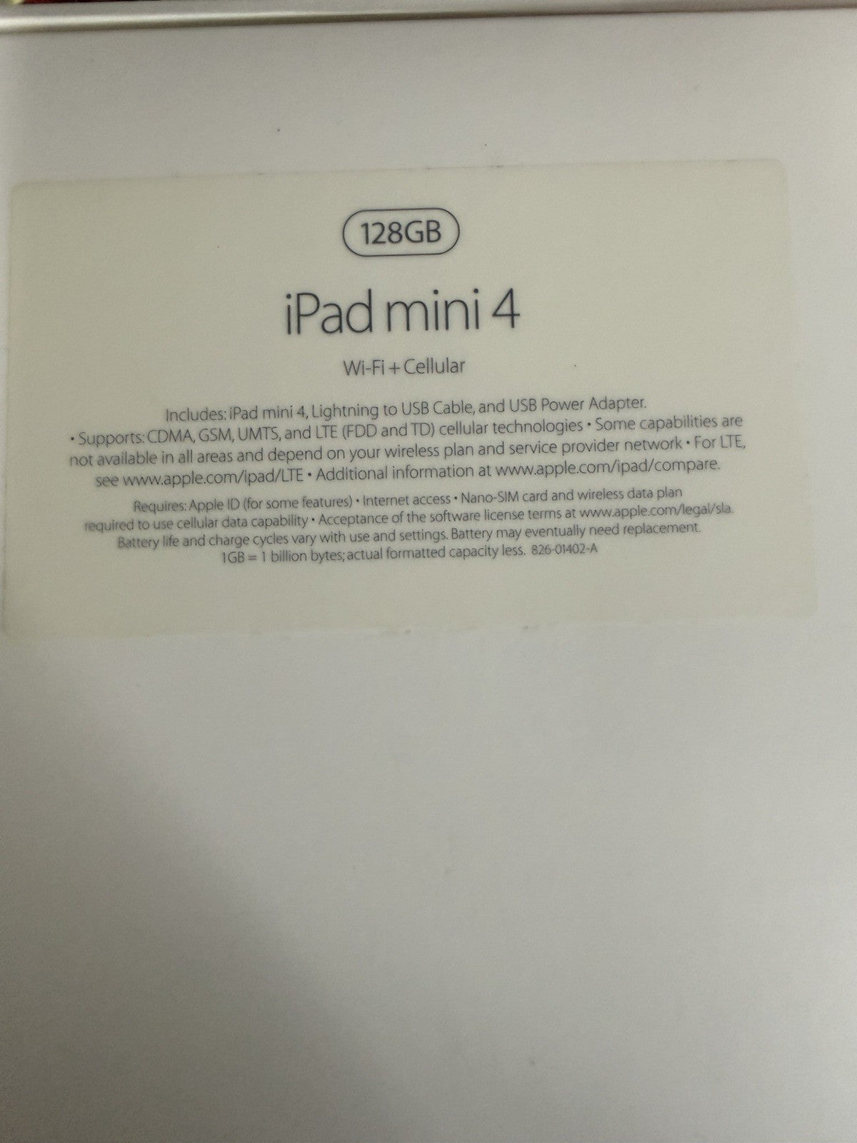 iPad Mini 4 Box Only