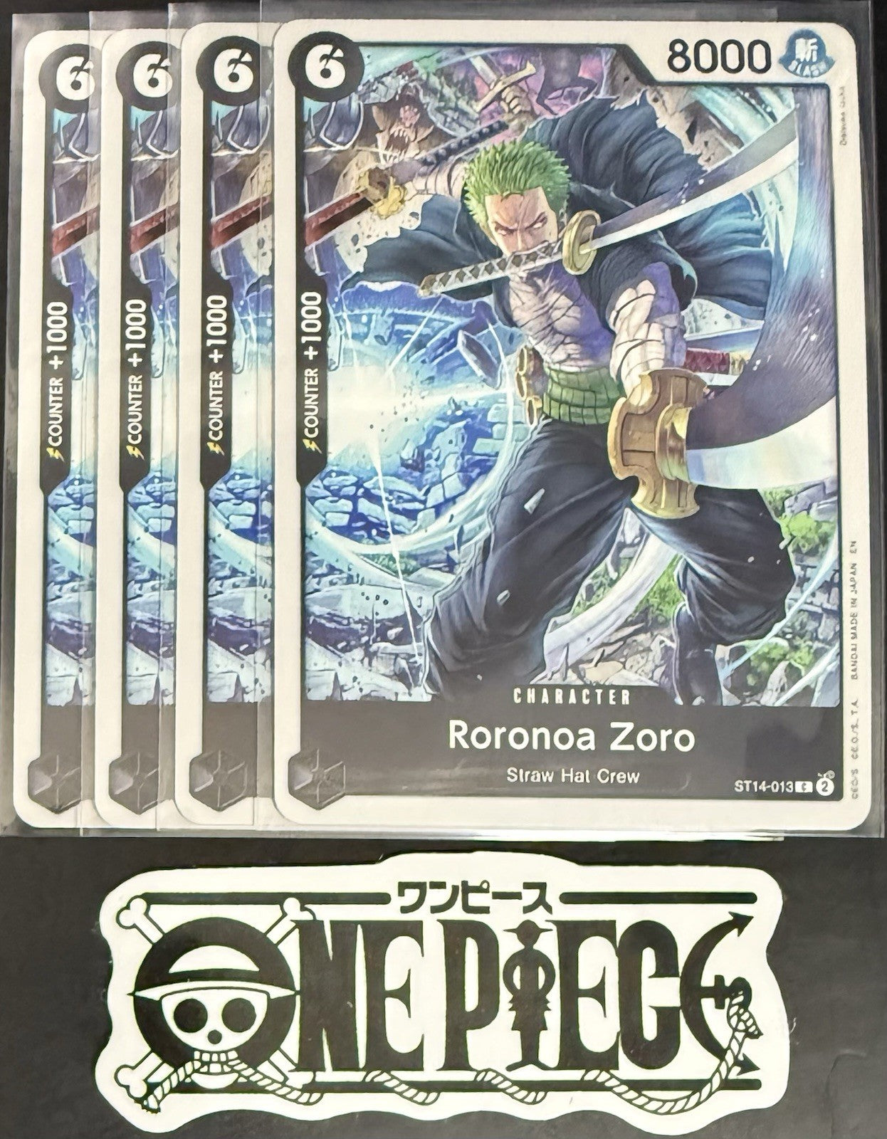 4x One Piece ST14-013 C Roronoa Zoro - ENG - Regular - Playset - TCG - NM/M