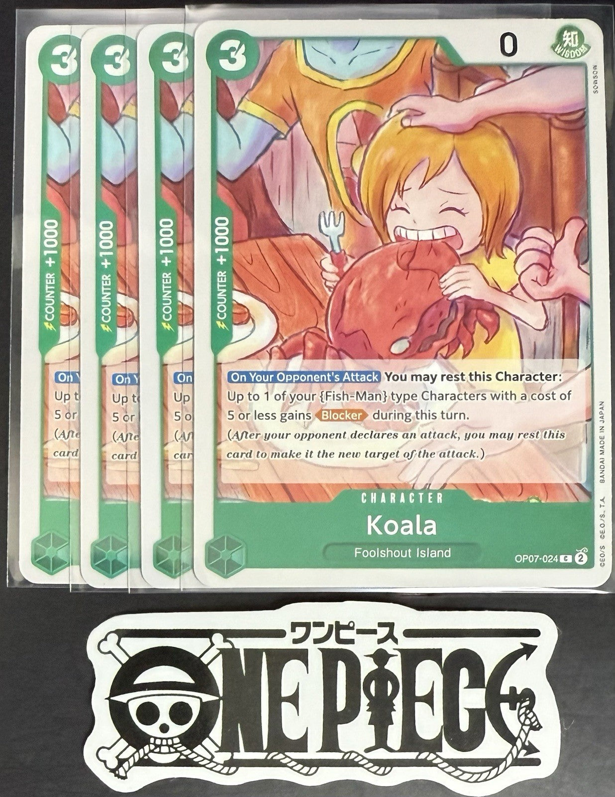 4x One Piece OP07-024 C Koala - English - Regular - Play Set - NM/M