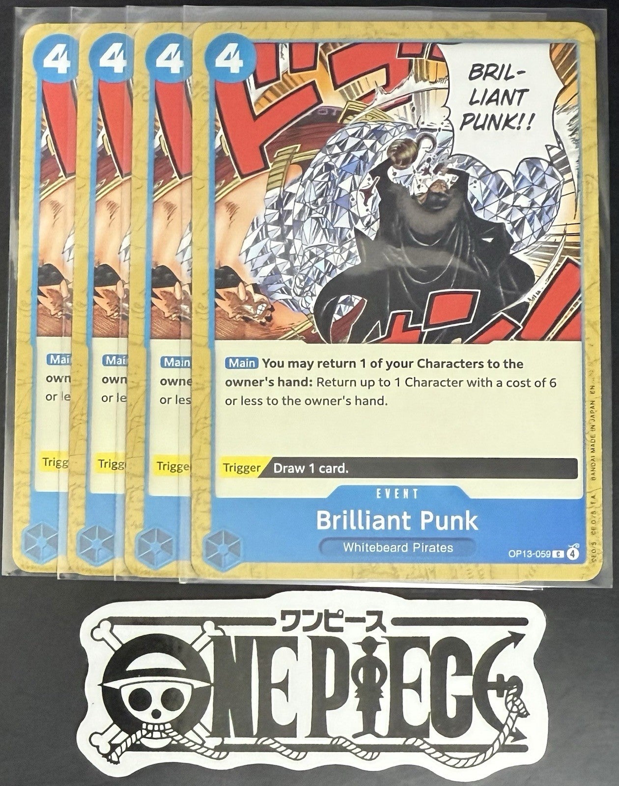 4x One Piece OP13-059 C Brilliant Punk - ENG - Regular - Playset - TCG - NM/M