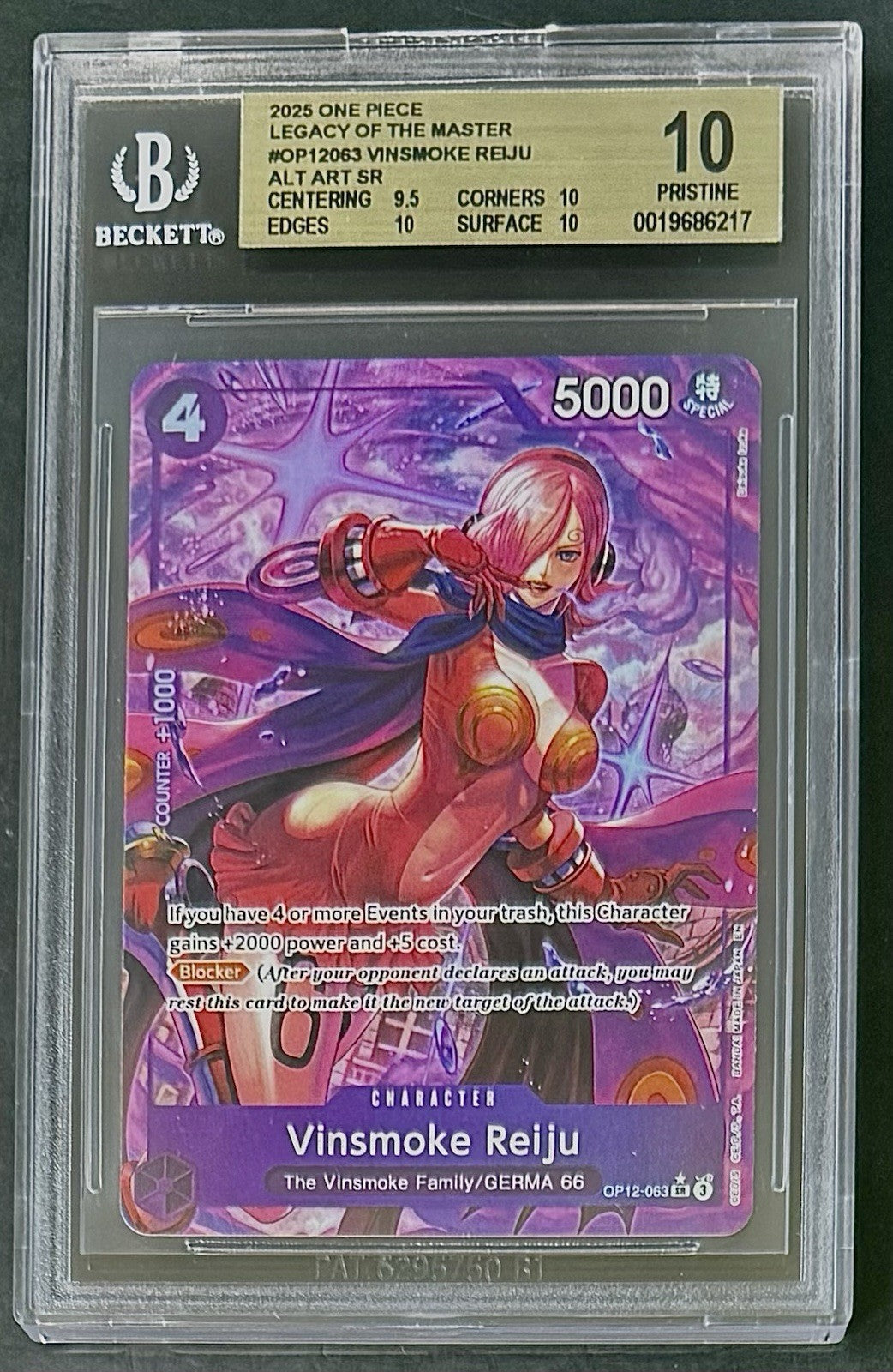 BGS 10 One Piece OP12-063 SR* Vinsmoke Reiju - Alt Art - EN - Foil - Graded