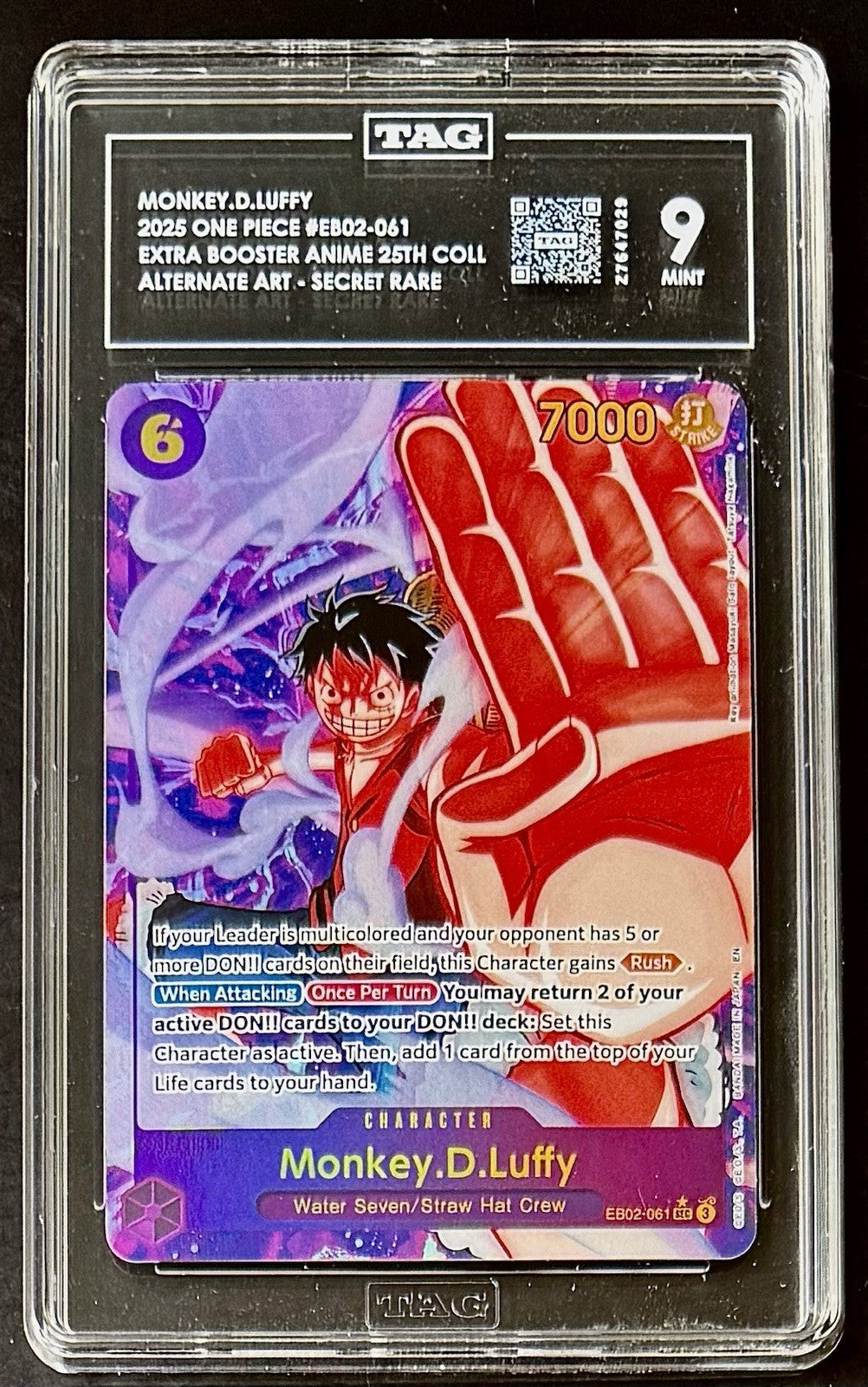 TAG 9 One Piece EB02-061 SEC* - Monkey.D.Luffy - Alt Art - EN - 25th Collection