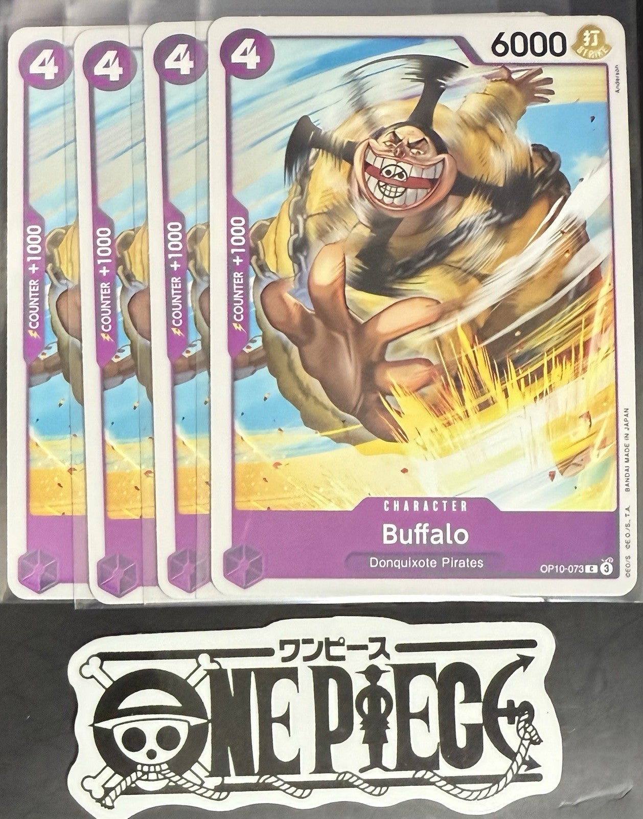 4x One Piece OP10-073 C Buffalo - ENG - Regular - Playset - TCG - NM/M
