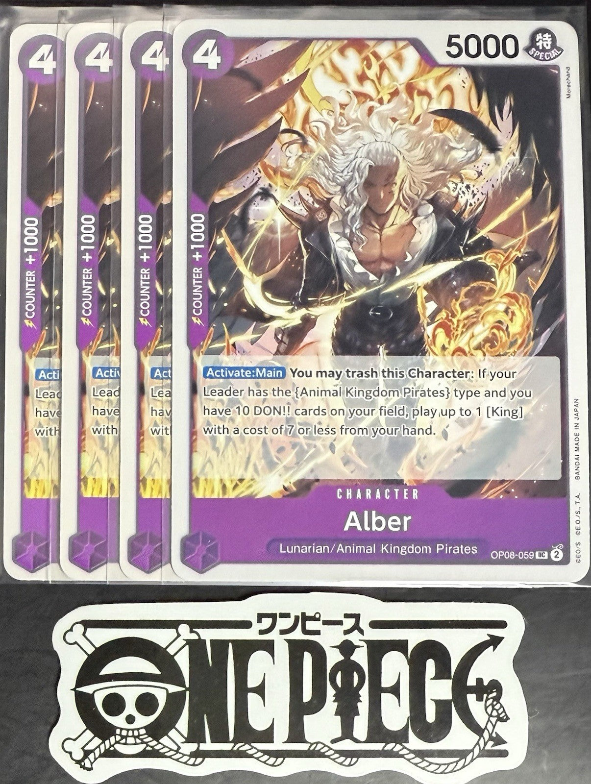 4x One Piece OP08-059 UC Alber - ENG - Regular - Play Set - TCG - NM/M