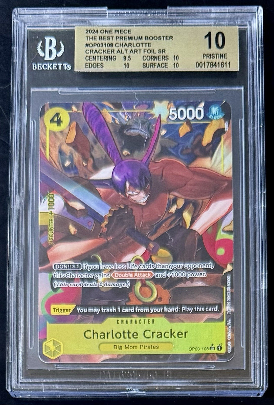 BGS 10 One Piece OP03-108 SR* - Charlotte Cracker - Alt Art - EN - PRB01 - Foil