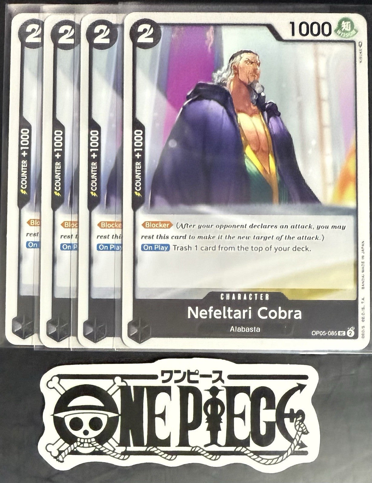 4x One Piece OP05-085 UC Nefeltari Cobra - ENG - Play Set - Regular - TCG - NM/M