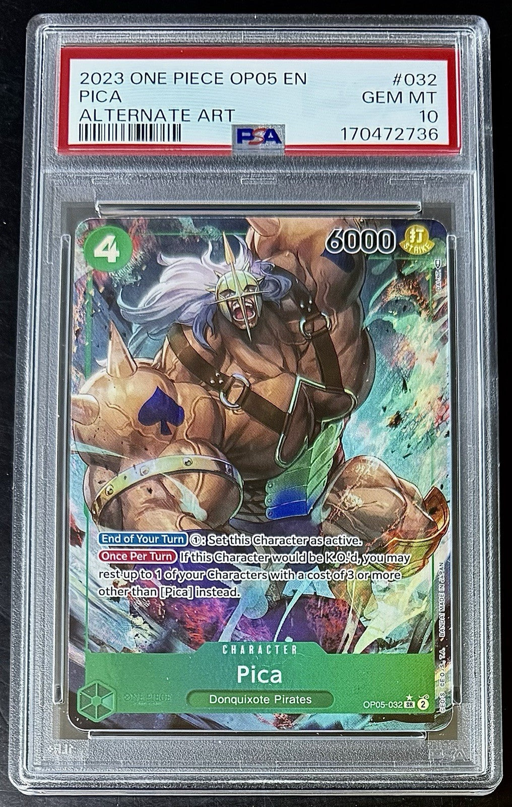 PSA 10 One Piece OP05-032 SR* - Pica - Alt Art - EN - Awakening of the New Era