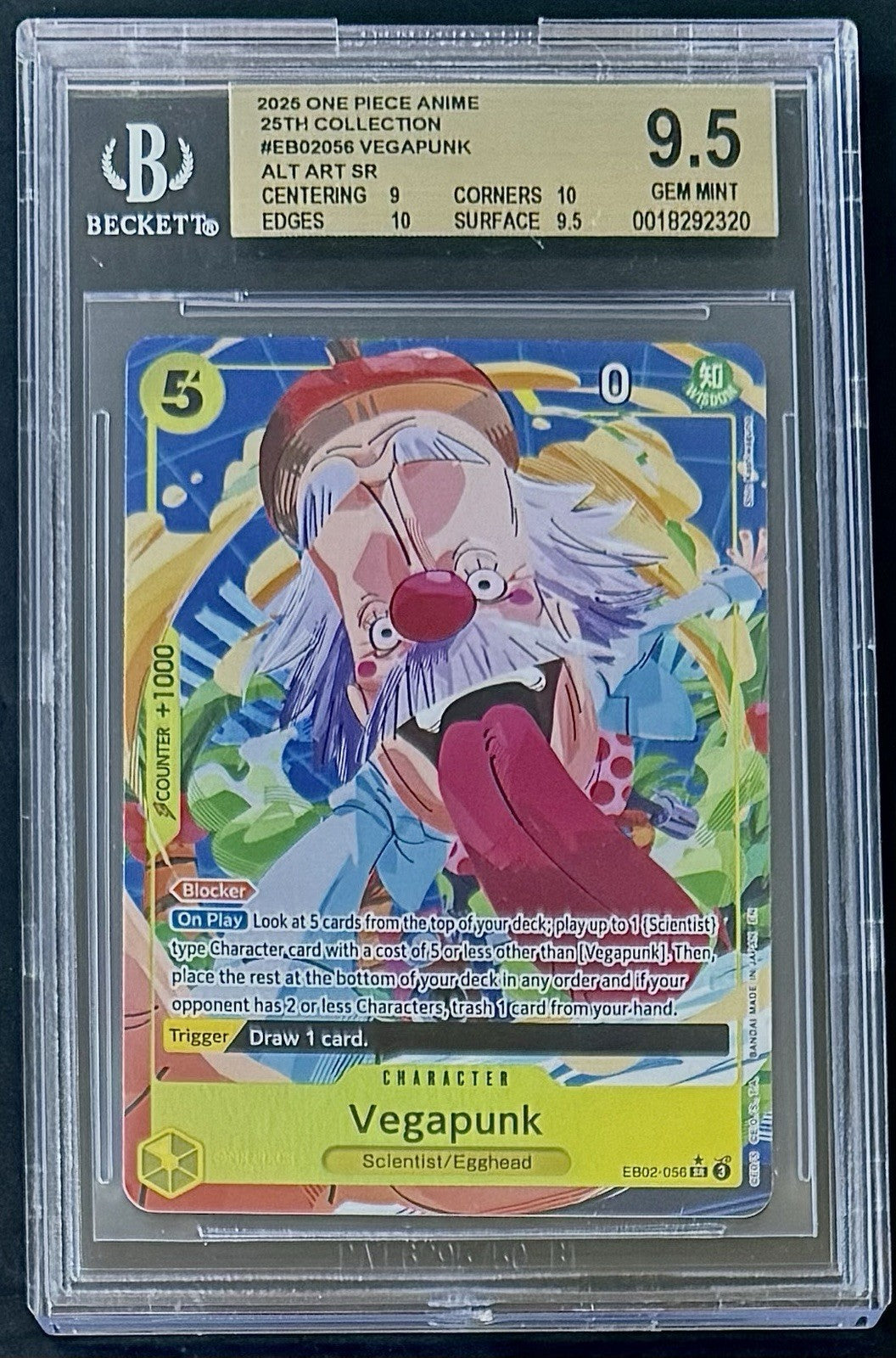 BGS 9.5 One Piece EB02-056 SR* Vegapunk Alt Art - English-25th Collection-Graded