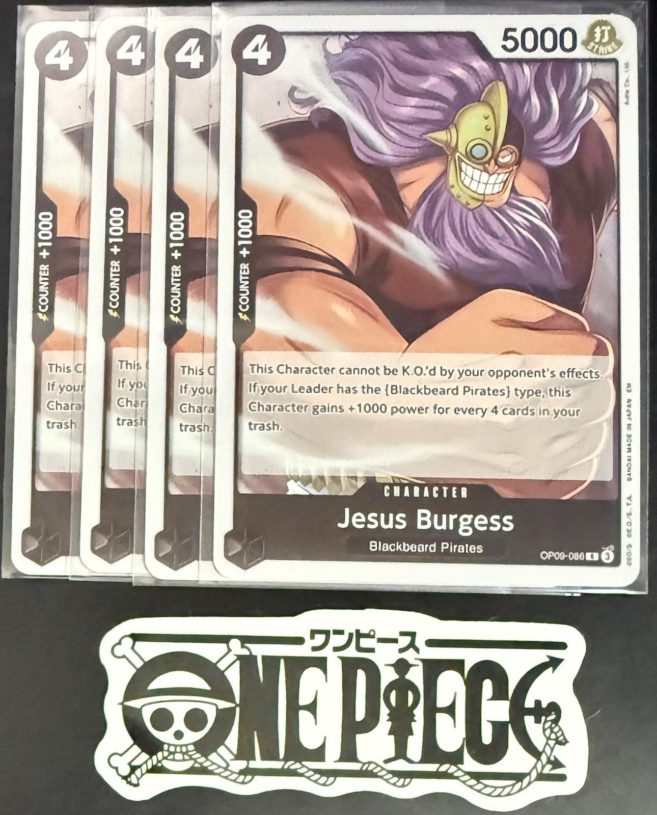 4x One Piece OP09-086 R Jesus Burgess - English - Foil - Playset - TCG - NM/M