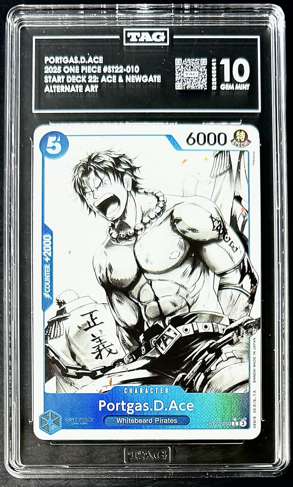 TAG 10 One Piece ST22-010 C* Portgas.D.Ace - EN - Foil - Ace & Newgate - Graded