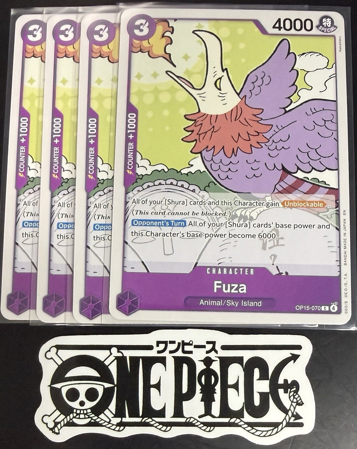 4x One Piece OP15-070 C - Fuza - EN - Regular - Play Set - TCG - NM/M