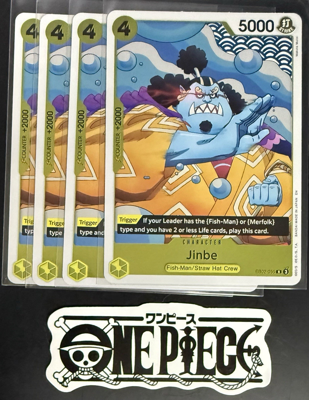4x One Piece EB02-055 R Jinbe - English - Foil - Play Set - TCG - Mint