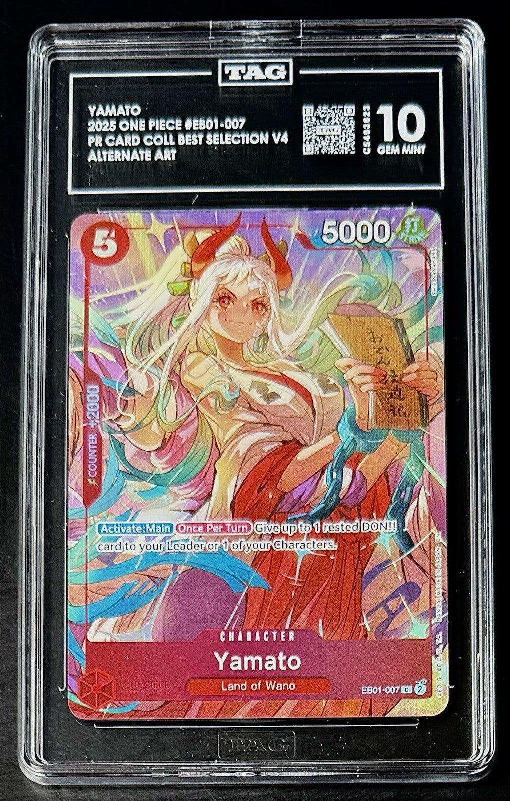 TAG 10 One Piece EB01-007 C Yamato - Alt Art - EN - Foil - Best Vol.4 - Graded
