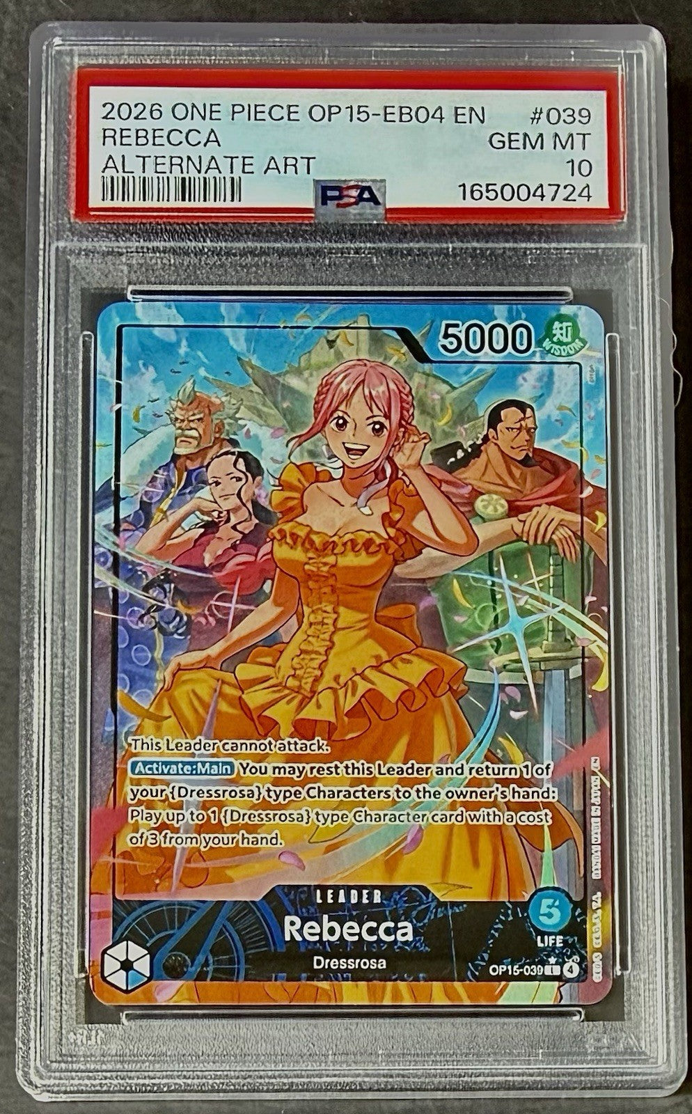PSA 10 One Piece OP15-039 L* - Rebecca - Alt Art - EN-Adventure on Kami's Island