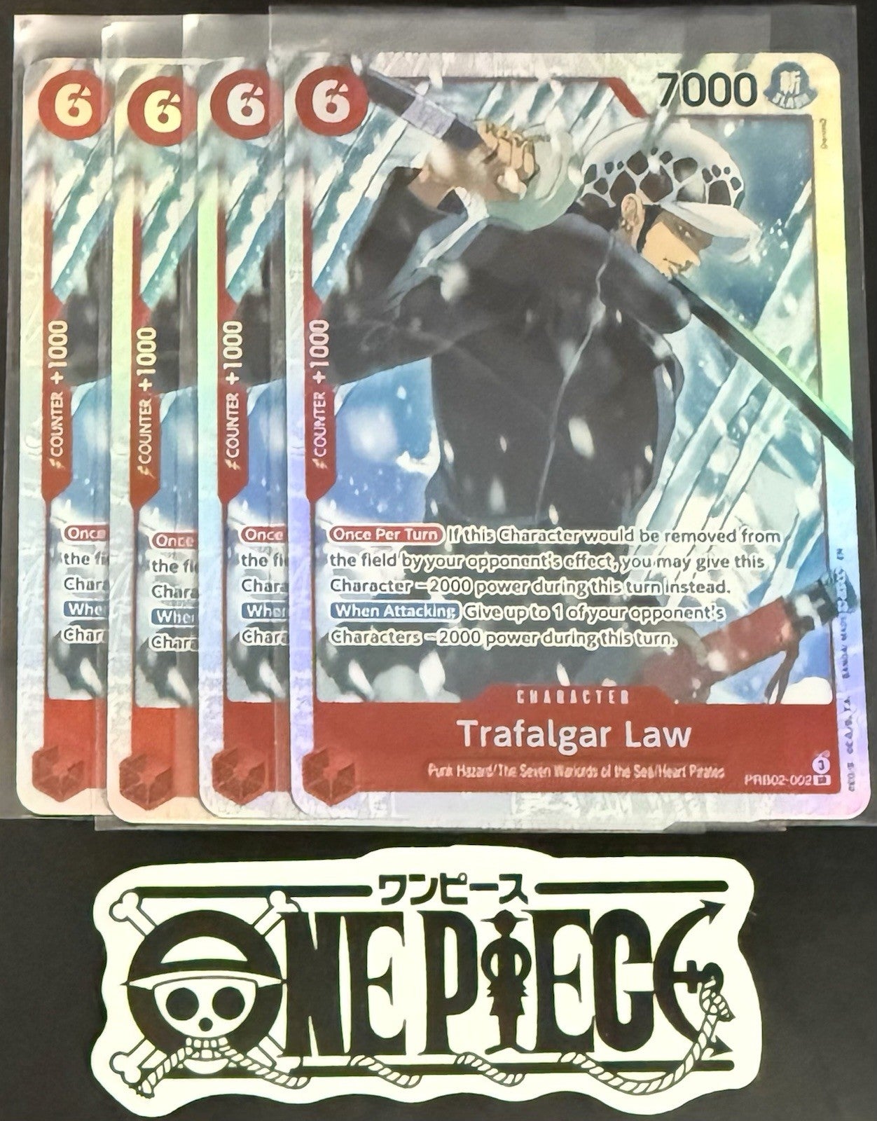 4 x One Piece PRB02-002 SR - Trafalgar Law - EN - Foil - Play Set - NM/M