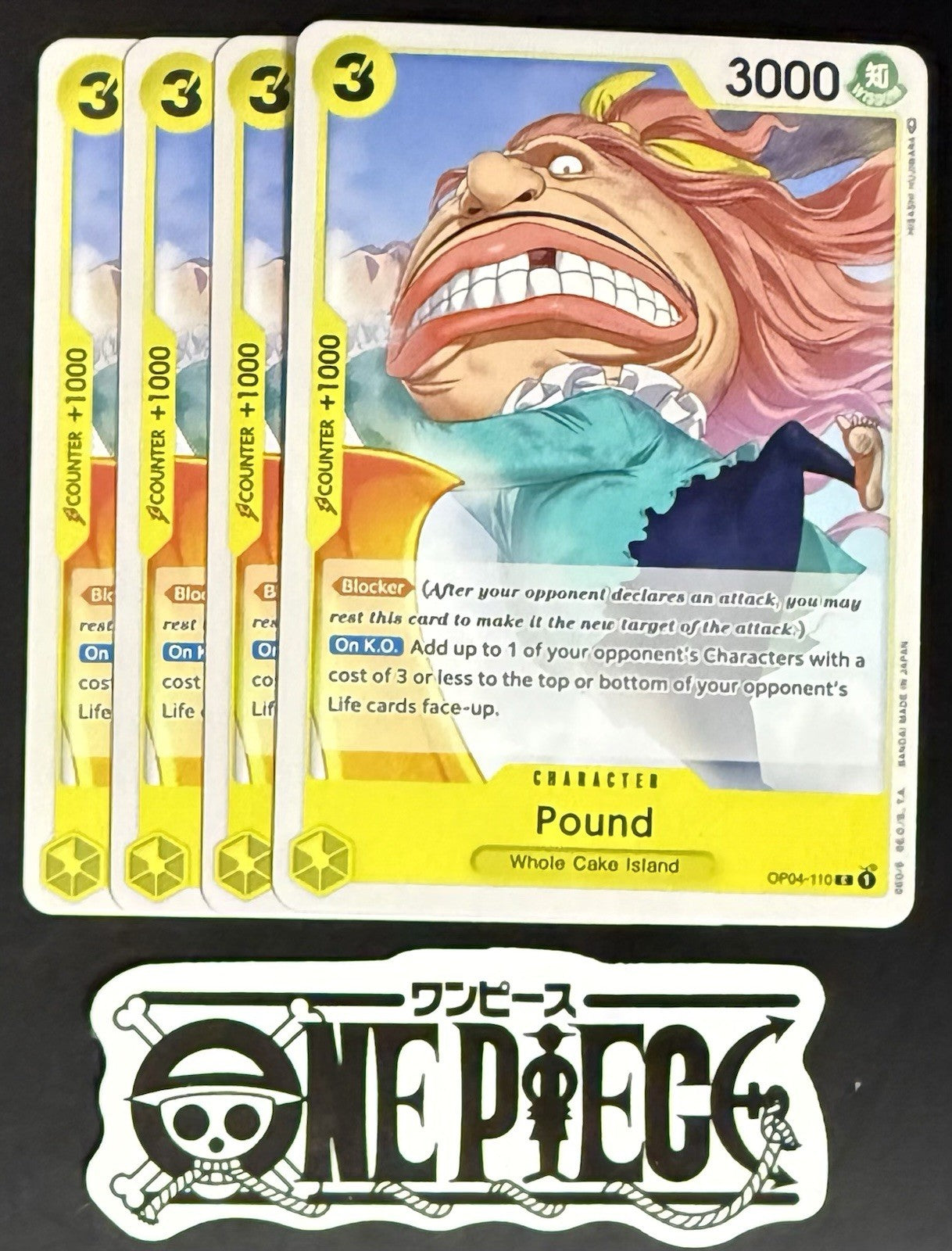 4x One Piece OP04-110 C Pound - English - Regular - Play Set - TCG - NM/M