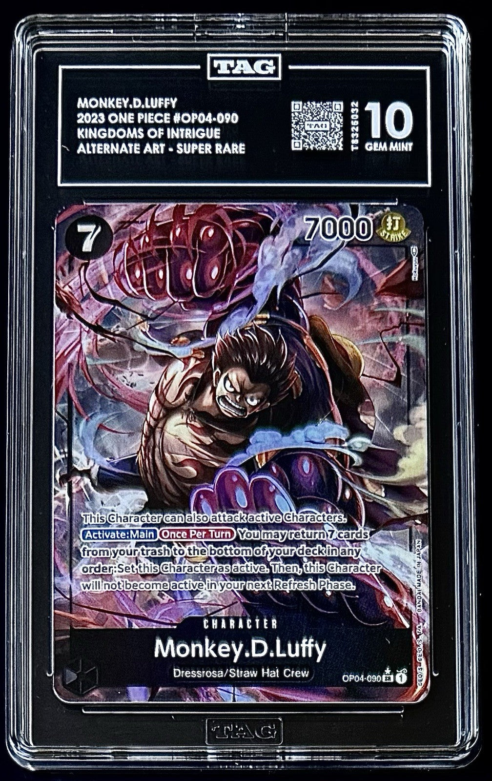 TAG 10 One Piece OP04-090 SR* -Monkey.D.Luffy Alt Art- EN - Kingdoms of Intrigue