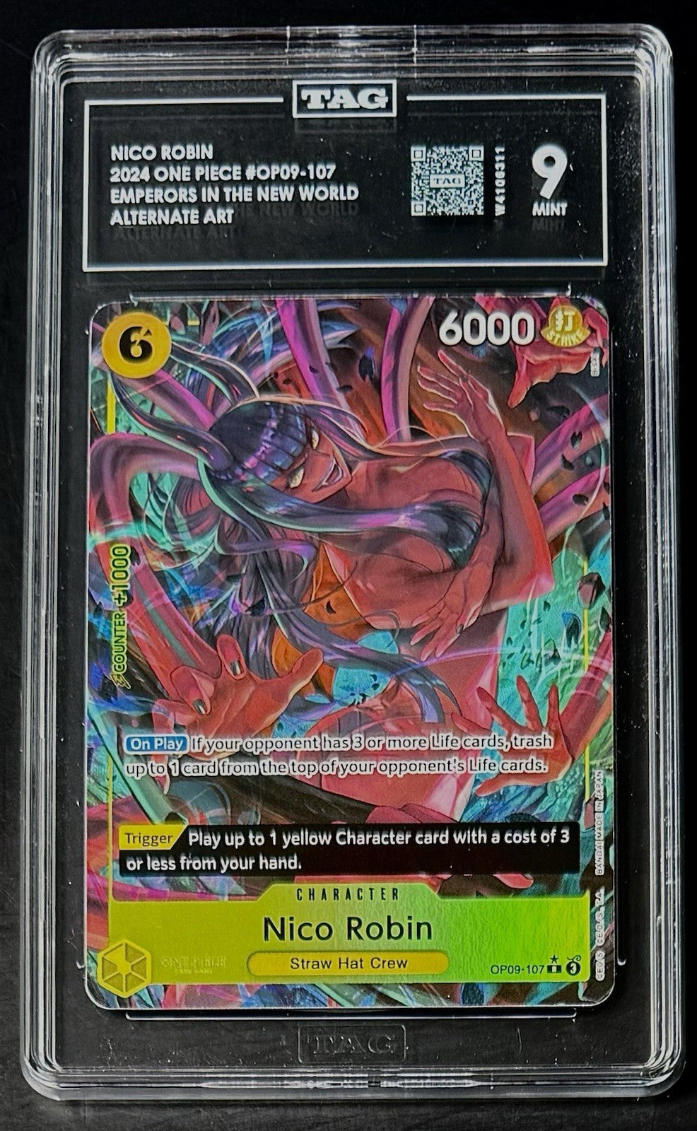 TAG 9 One Piece OP09-107 R* - Nico Robin - Alt Art - EN - Foil - Graded