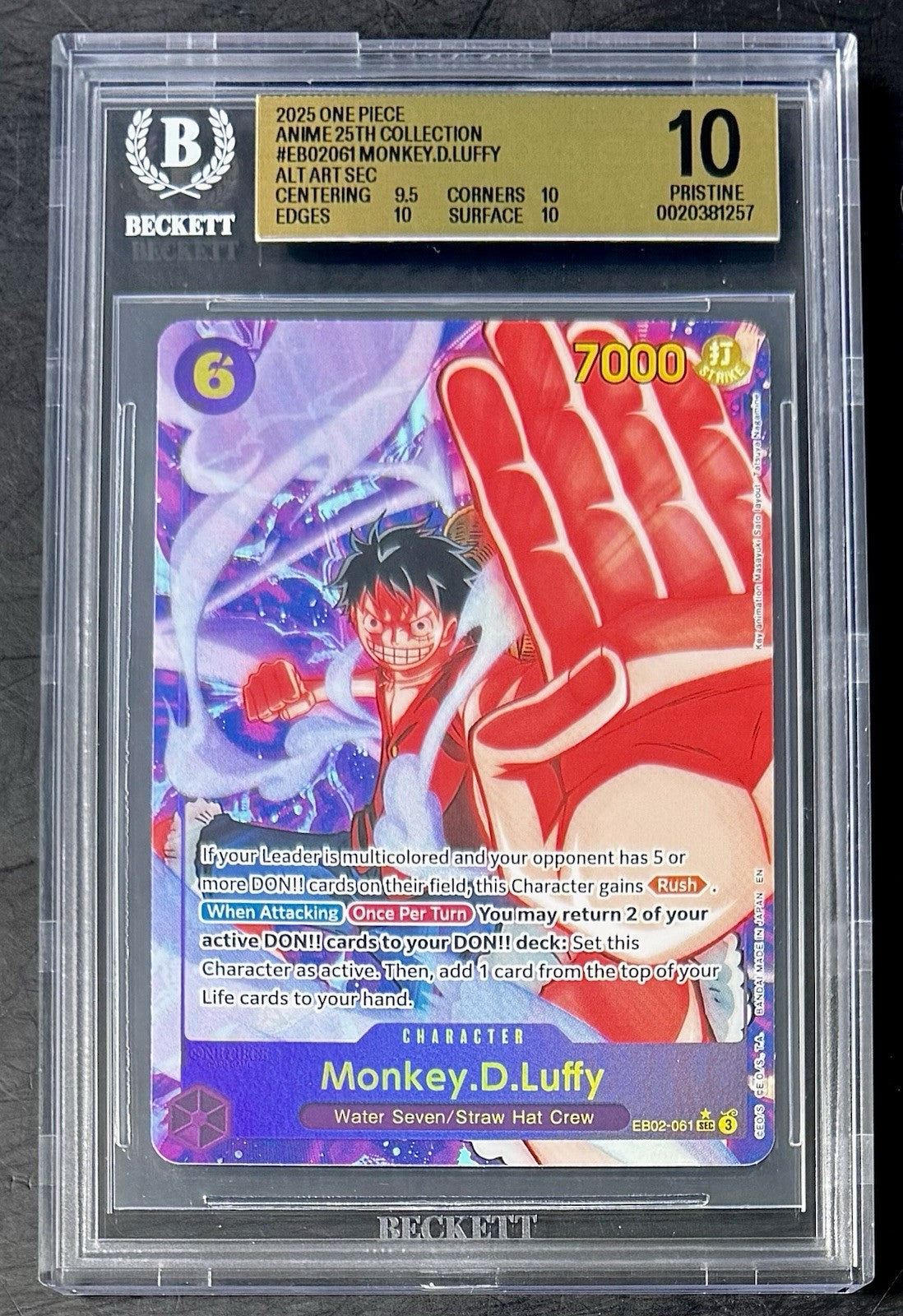 BGS 10 One Piece EB02-061 SEC* - Monkey.D.Luffy - Alt Art - EN - 25th Collection