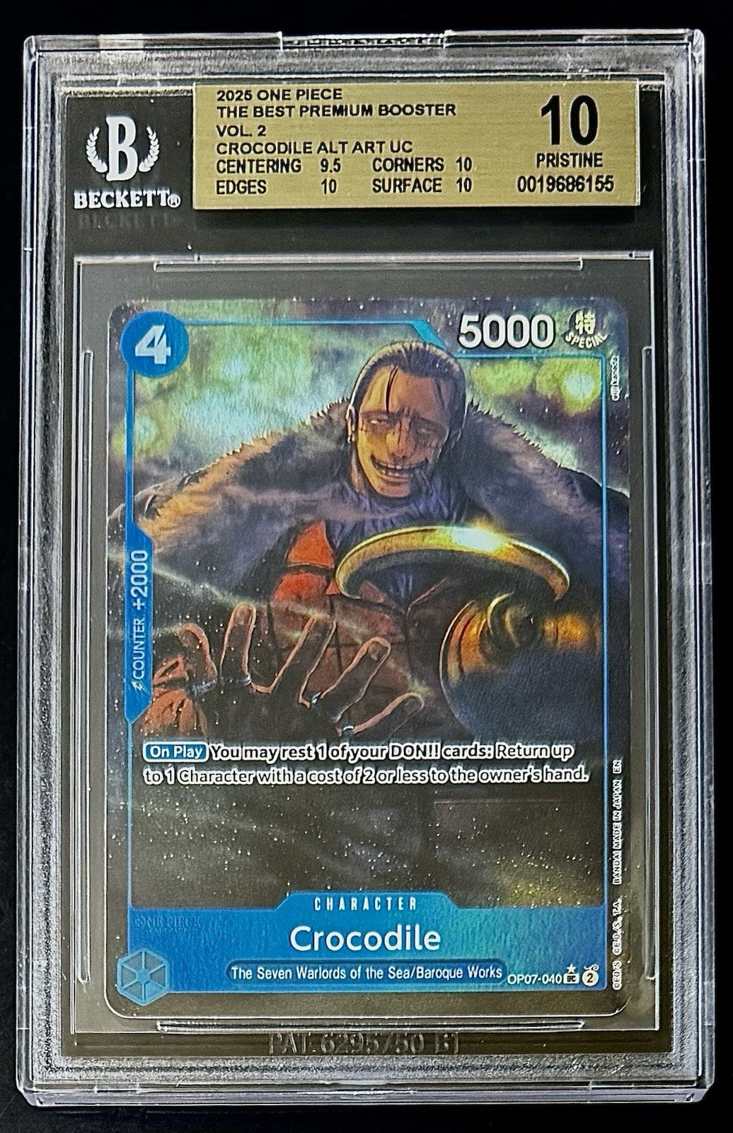 BGS 10 One Piece OP07-040 UC* Crocodile - Alt Art - EN - Foil - PRB02 - Graded