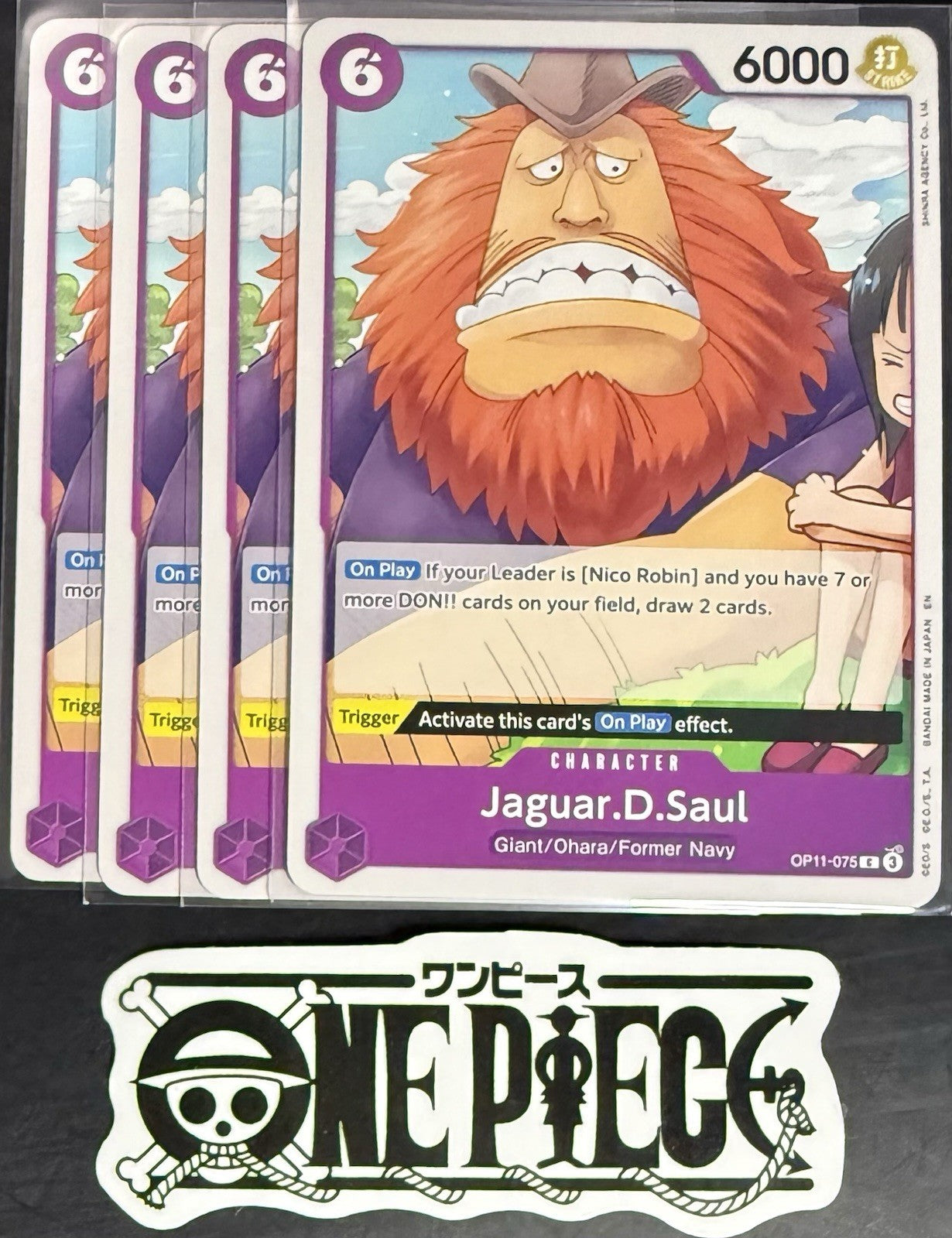 4 x One Piece OP11-075 C Jaguar.D.Saul - ENG - Regular - Playset - TCG - NM/M