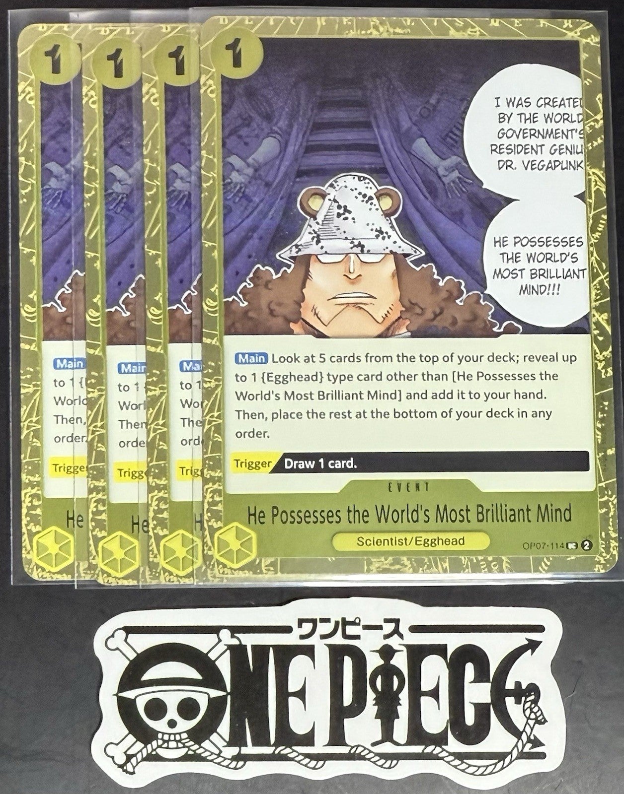4 x One Piece OP07-114 UC Brilliant Mind - English - PRB02 Foil - Playset - NM/M