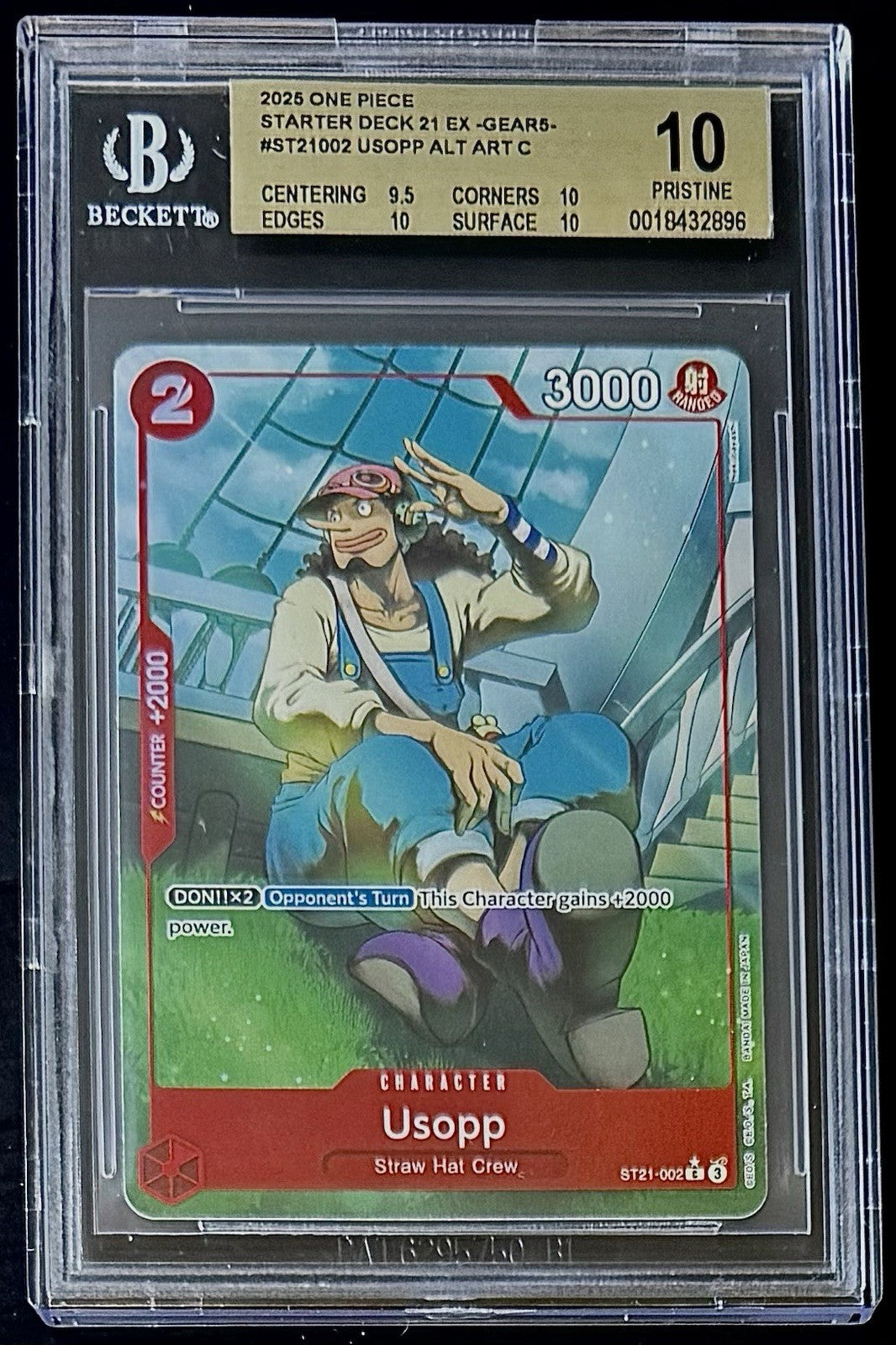 BGS 10 One Piece ST21-002 C* Usopp Alt Art - English - EX Gear5 - Graded