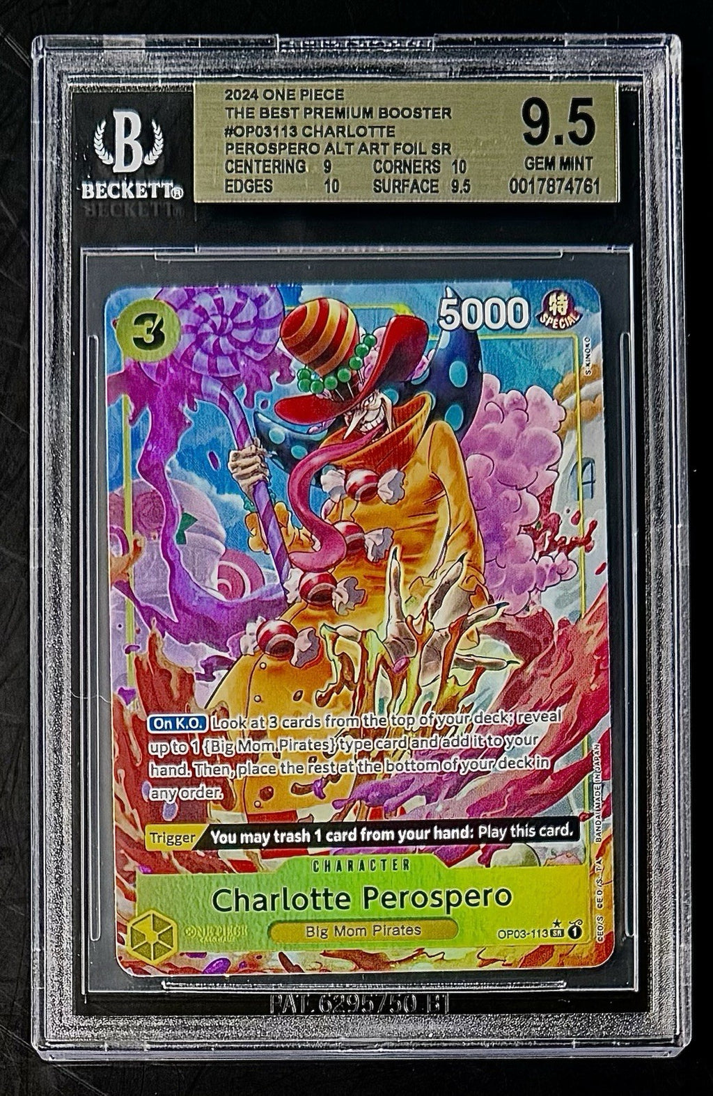 BGS 9.5 One Piece OP03-113 SR* Charlotte Perospero - English - Foil-PRB01-Graded
