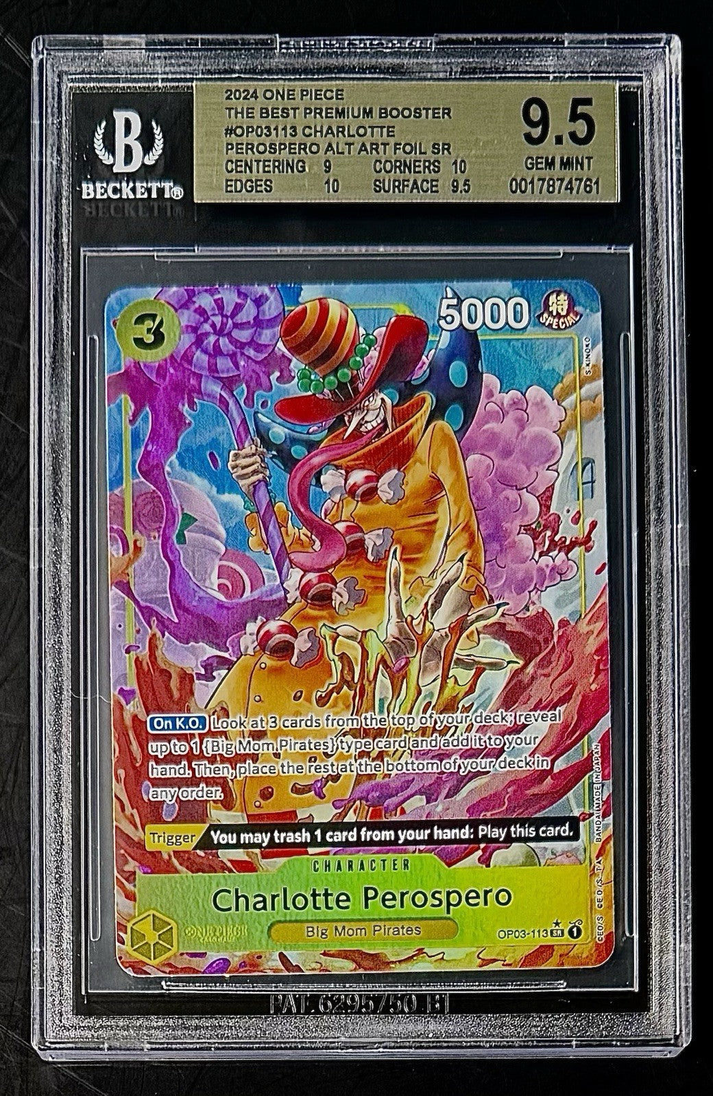 BGS 9.5 One Piece OP03-113 SR* Charlotte Perospero - English - Foil-PRB01-Graded