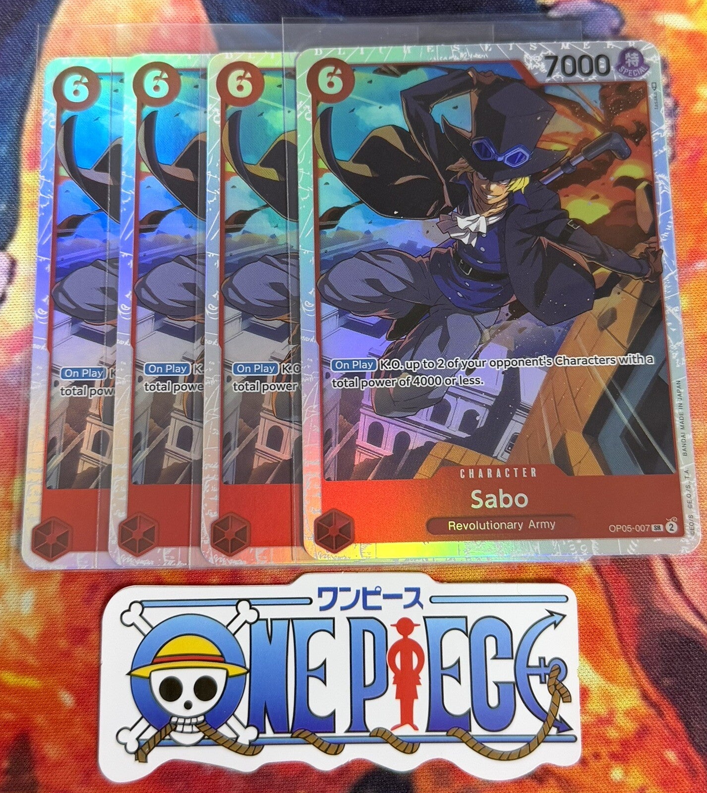 4x One Piece OP05-007 SR Sabo - Foil - ENG - TCG - Play Set - NM/M