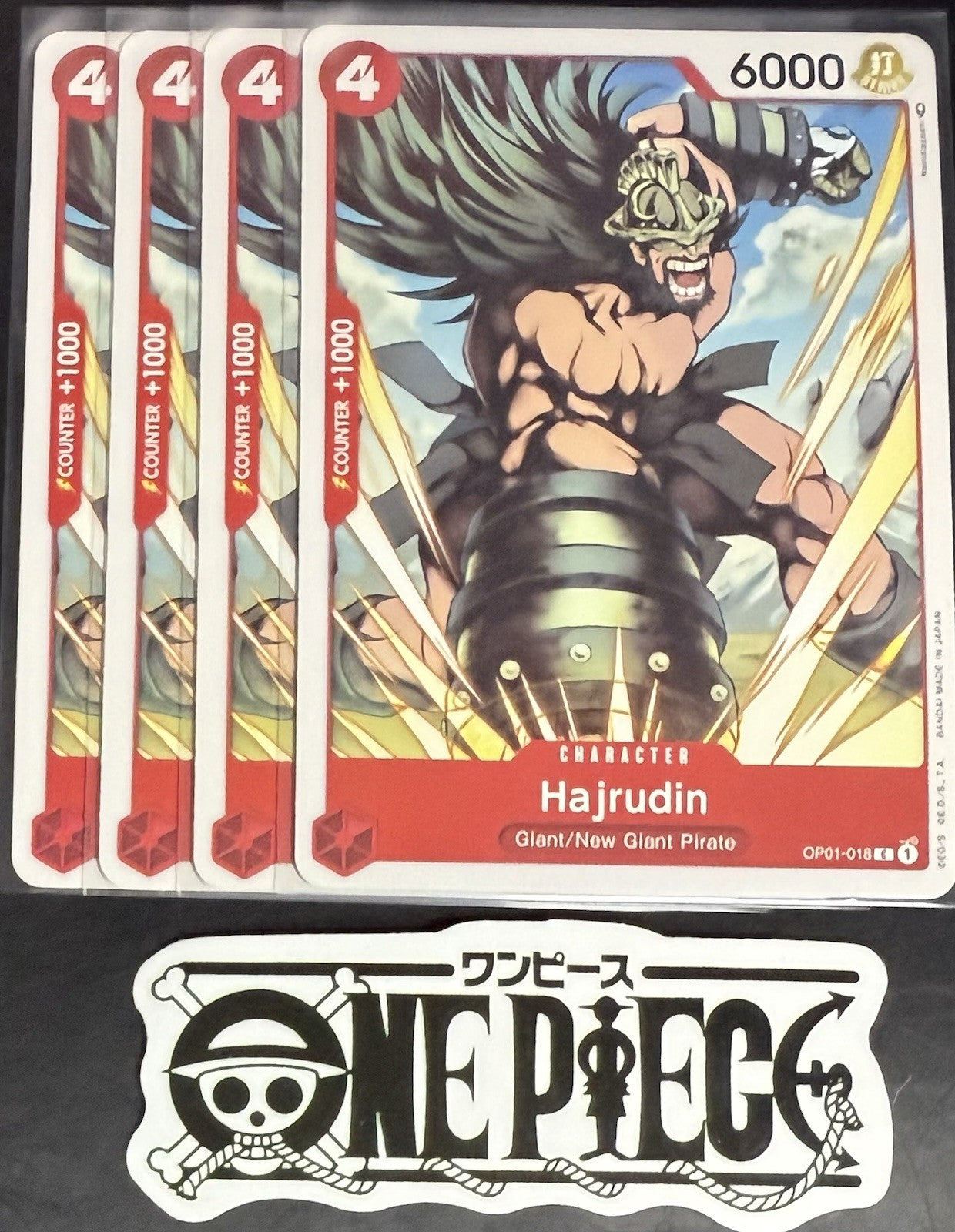 4x One Piece OP01-018 C Hajrudin - English - Regular - Playset - TCG - NM/M