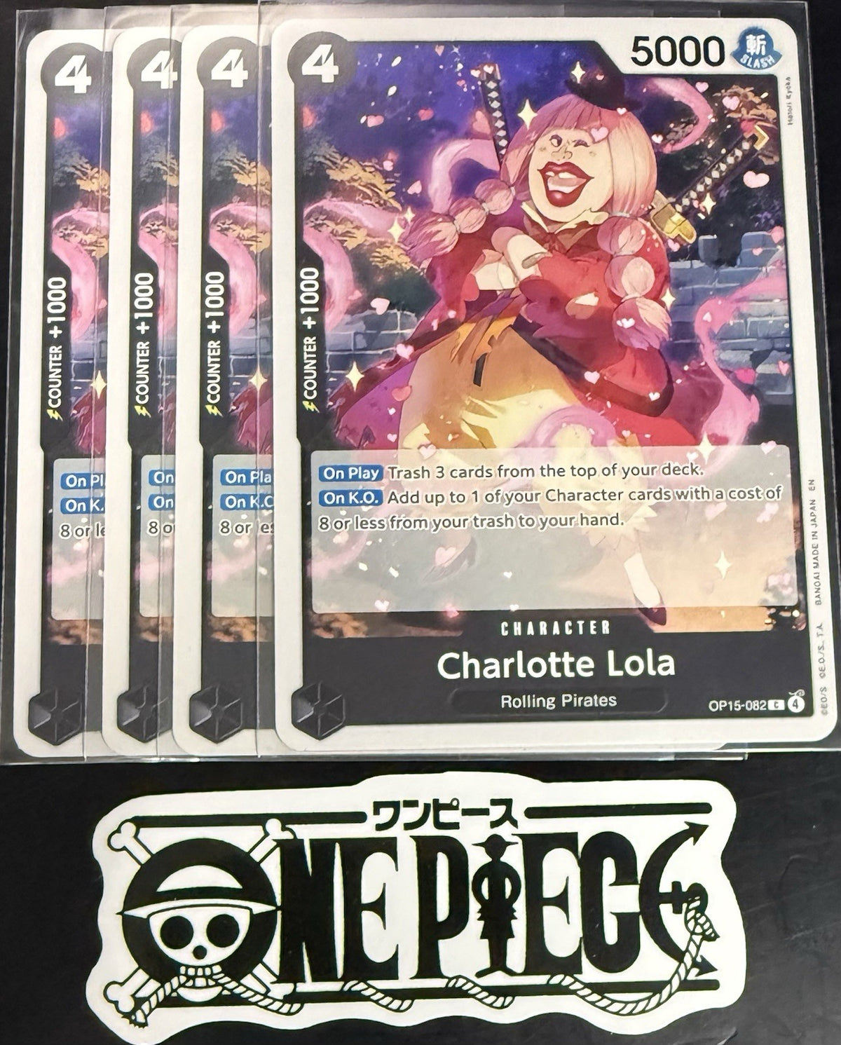 4x One Piece OP15-082 C - Charlotte Lola - EN - Regular - Play Set - TCG - NM/M