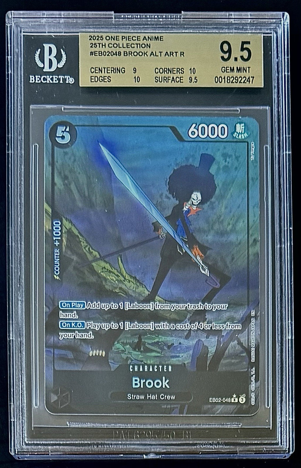 BGS 9.5 One Piece EB02-048 R* Brook Alt Art - English - 25th Collection - Graded