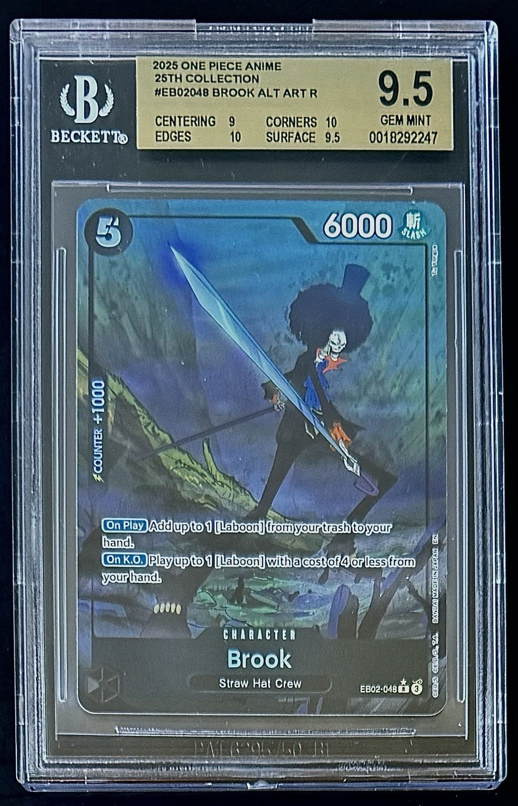 BGS 9.5 One Piece EB02-048 R* Brook Alt Art - English - 25th Collection - Graded