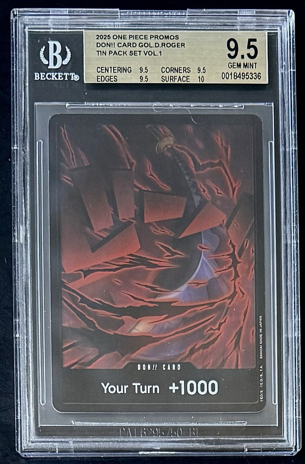 BGS 9.5 One Piece Tin Pack Vol.1 Don Card Gol.D.Roger - English - Foil - Graded