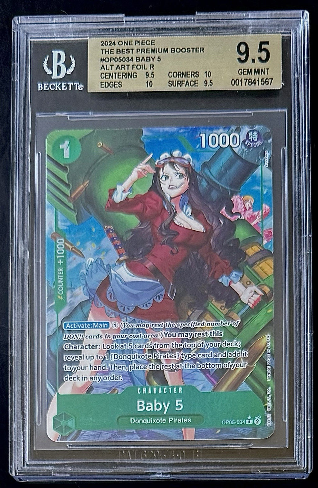 BGS 9.5 One Piece OP05-034 R* Baby 5 Alt Art - English - PRB01 - Graded