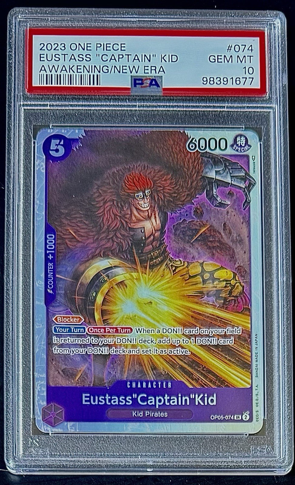 PSA 10 One Piece OP05-074 SR Eustass "Captain" Kid - EN - Awakening New Era