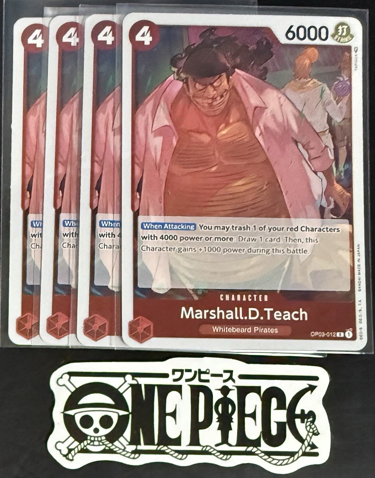 4x One Piece OP03-012 R Marshall.D.Teach - ENG - Foil - Playset - TCG - NM/M