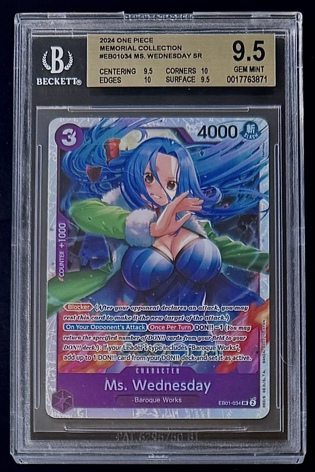 BGS 9.5 One Piece EB01-034 SR Ms. Wednesday - English - Memorial Collection