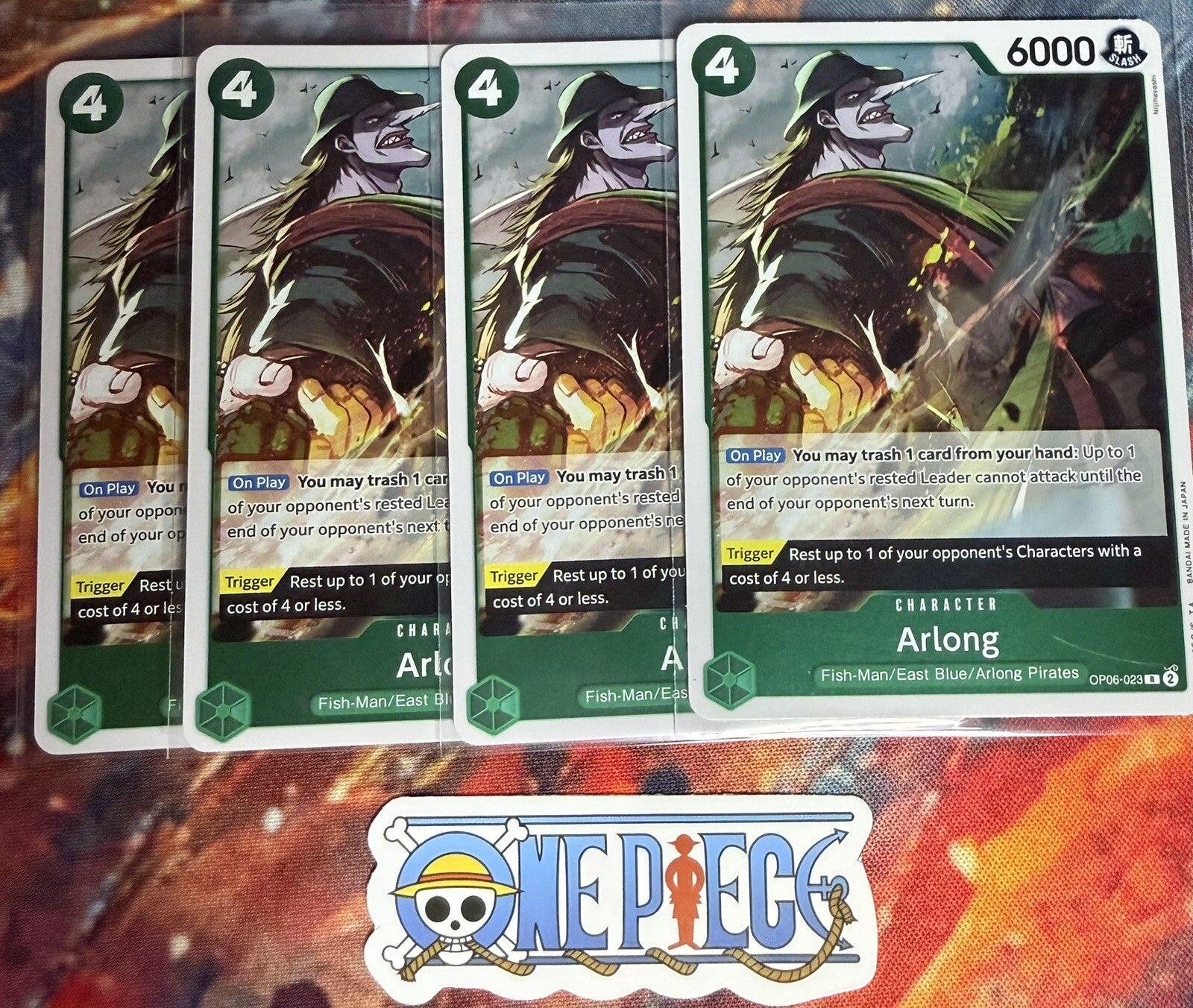 4x One Piece OP06-023 R Arlong - Foil - English - Playset - TCG - NM/M