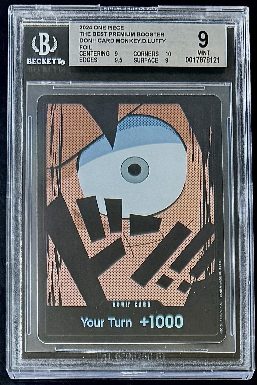 BGS 9 One Piece Don!! Card Monkey.D.Luffy - English - Foil - PRB01 - Graded