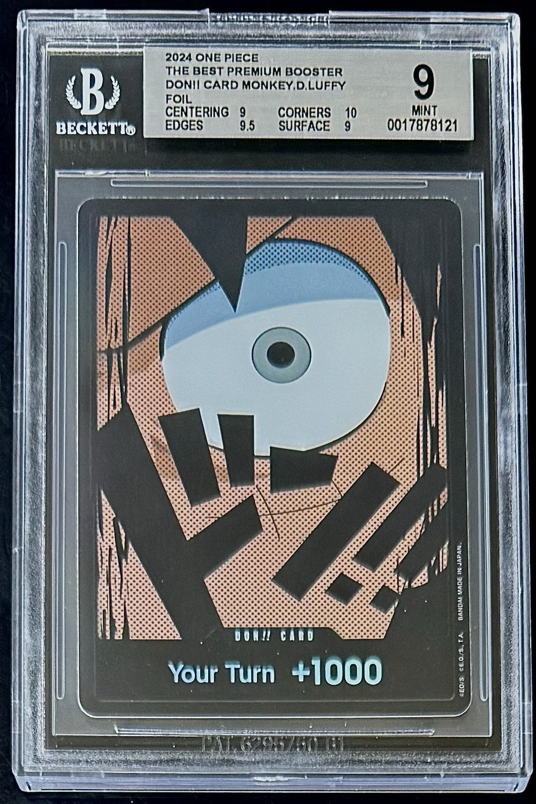 BGS 9 One Piece Don!! Card Monkey.D.Luffy - English - Foil - PRB01 - Graded