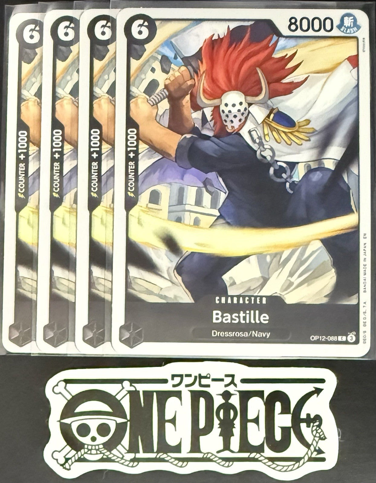 4 x One Piece OP12-088 C Bastille - ENG - Regular - Playset - NM/M