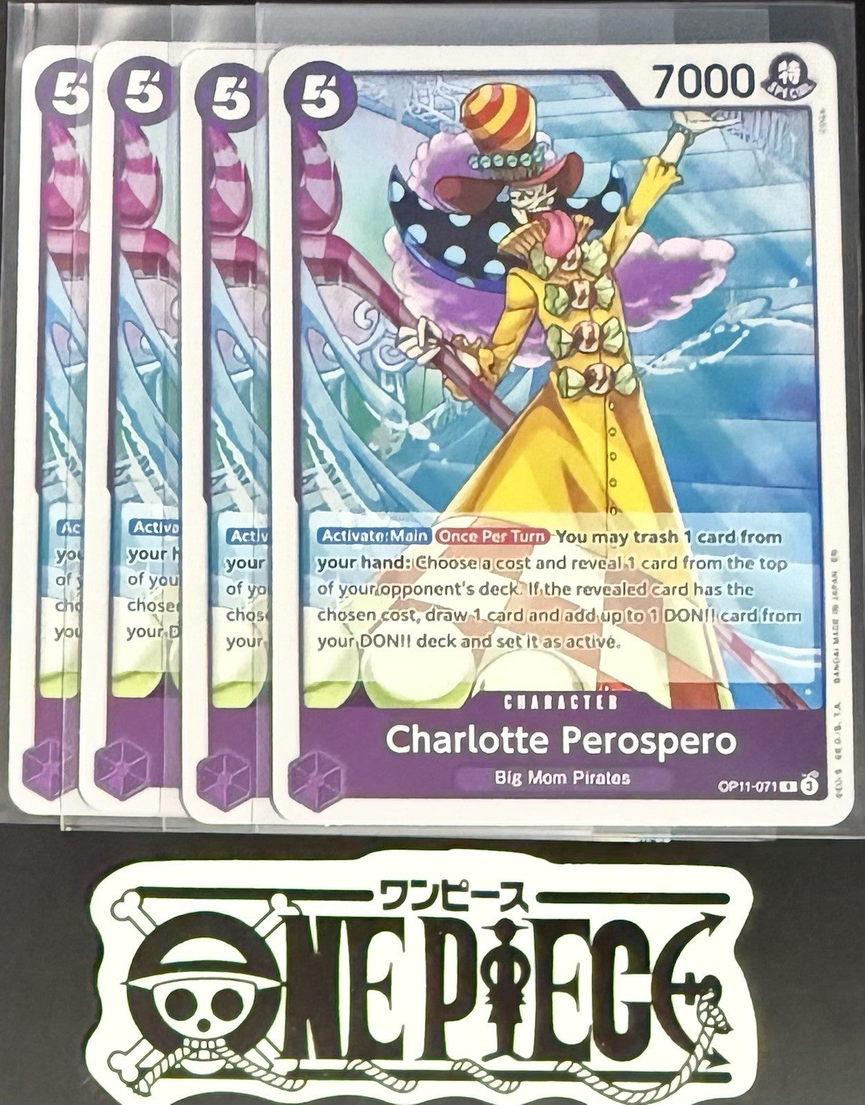 4x One Piece OP11-071 R Charlotte Perospero- ENG - Foil - Playset - TCG - NM/M