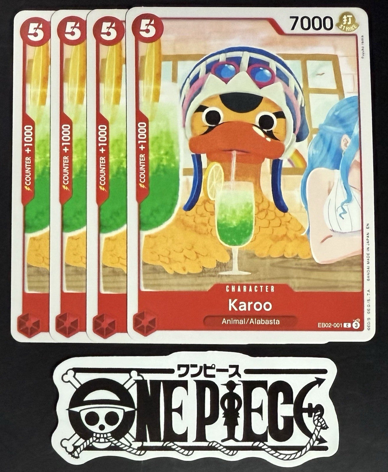 4x One Piece EB02-001 C Karoo - English - Regular - Play Set - TCG - NM/M