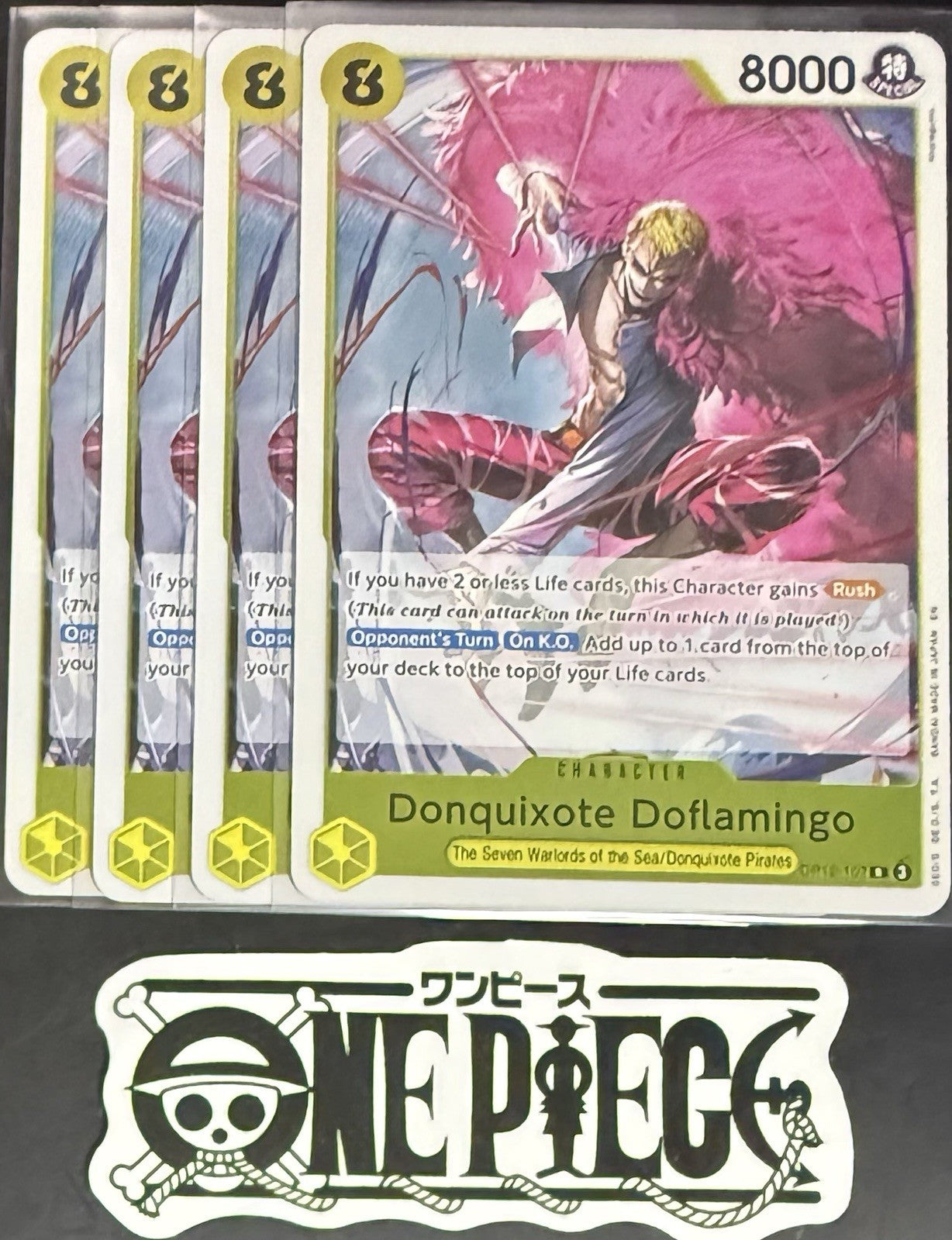 4 x One Piece OP12-107 R Donquixote Doflamingo - English - Foil - Playset - NM/M