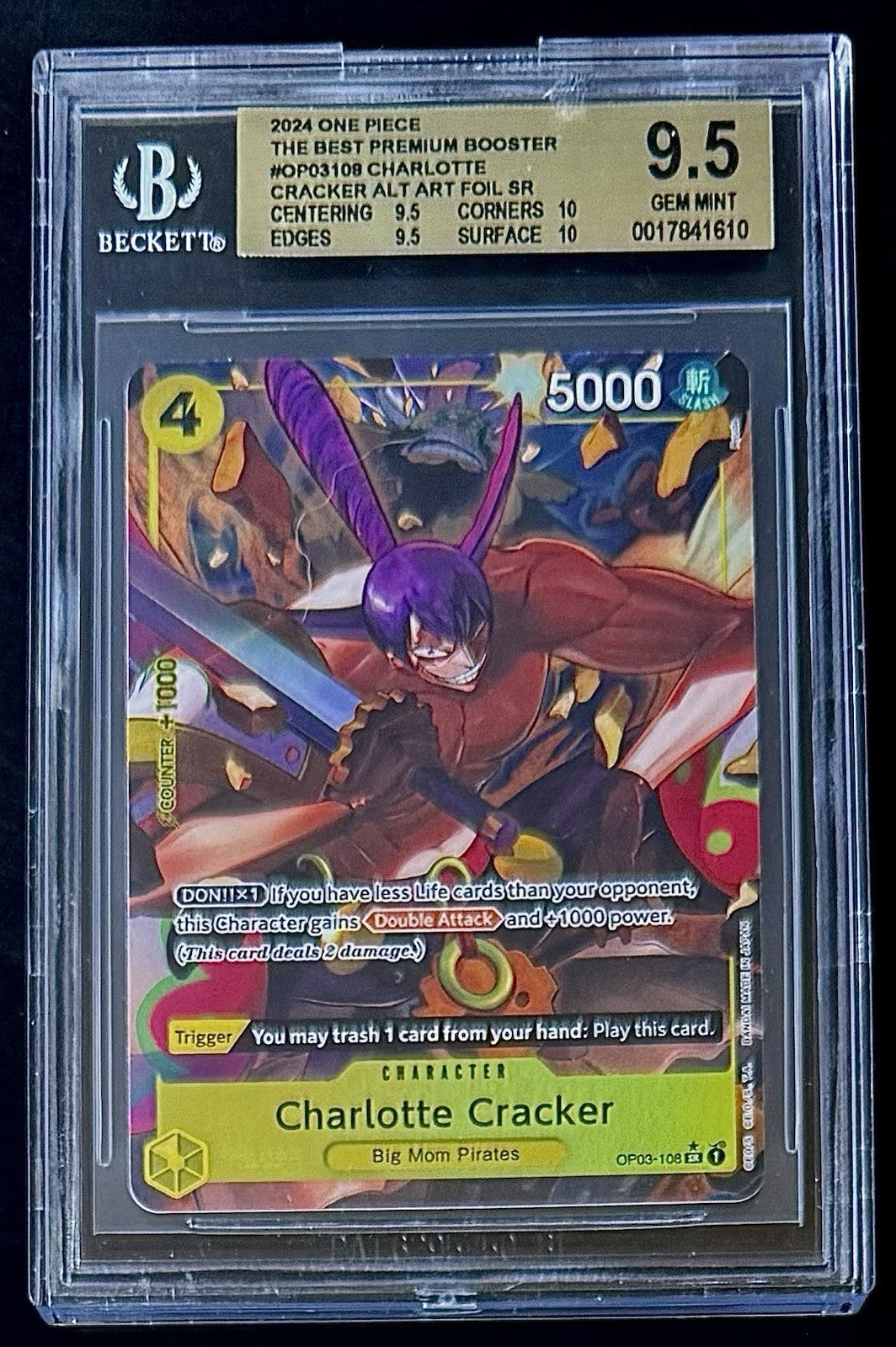 BGS 9.5 One Piece OP03-108 SR* Charlotte Cracker Alt Art - English-PRB01-Graded